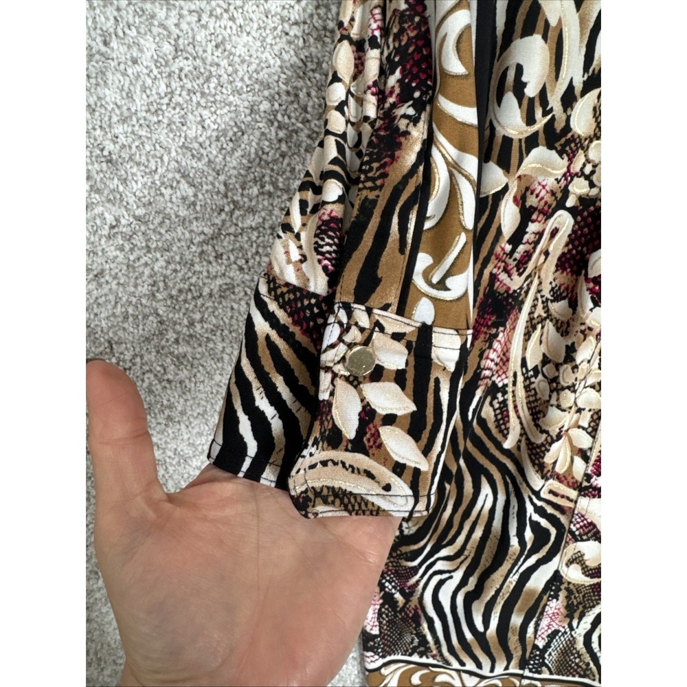 Cache Womens Size 6 Button Down long Sleeve Dress Collar Animal Print - Picture 3 of 10
